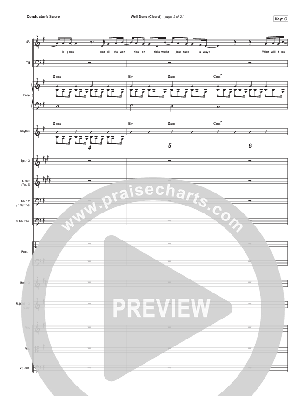 Well Done (Choral Anthem SATB) Conductor's Score (The Afters / Arr. Luke Gambill)