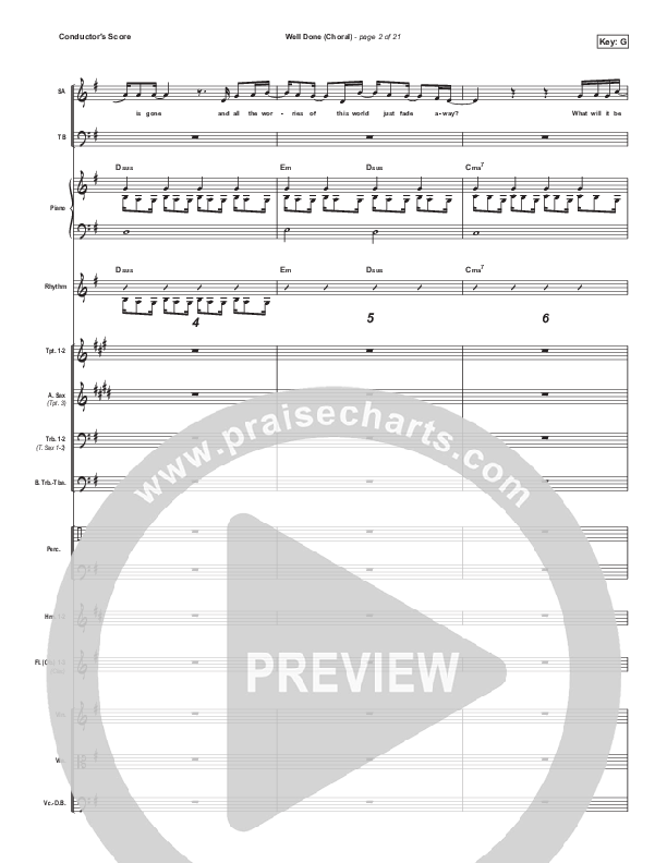 Well Done (Choral Anthem SATB) Orchestration (The Afters / Arr. Luke Gambill)