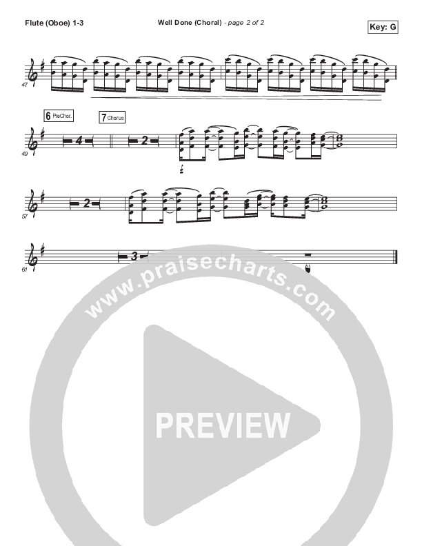 Well Done (Choral Anthem SATB) Flute/Oboe 1/2/3 (The Afters / Arr. Luke Gambill)
