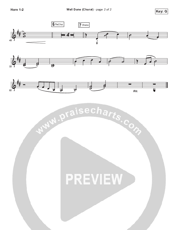 Well Done (Choral Anthem SATB) French Horn 1/2 (The Afters / Arr. Luke Gambill)