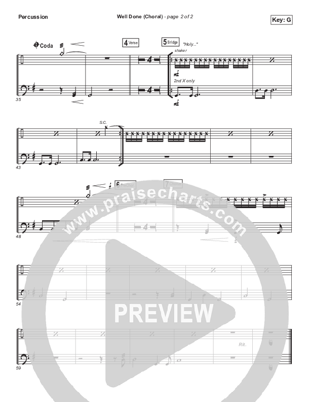 Well Done (Choral Anthem SATB) Percussion (The Afters / Arr. Luke Gambill)