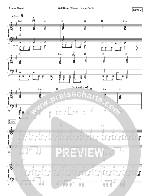 Well Done (Choral Anthem SATB) Piano Sheet (The Afters / Arr. Luke Gambill)