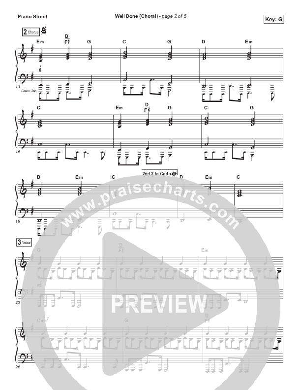 Well Done (Choral Anthem SATB) Piano Sheet (The Afters / Arr. Luke Gambill)