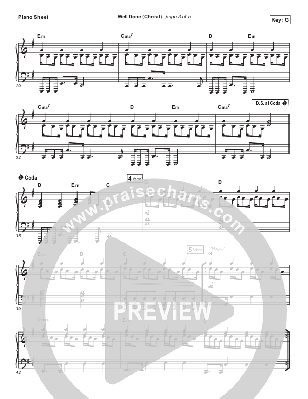 Well Done (Choral Anthem SATB) Piano Sheet (The Afters / Arr. Luke Gambill)