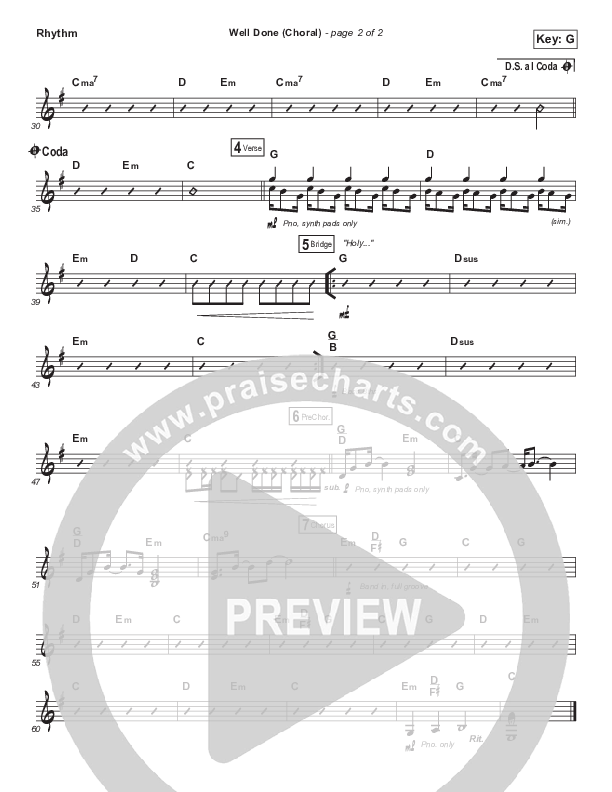 Well Done (Choral Anthem SATB) Rhythm Chart (The Afters / Arr. Luke Gambill)