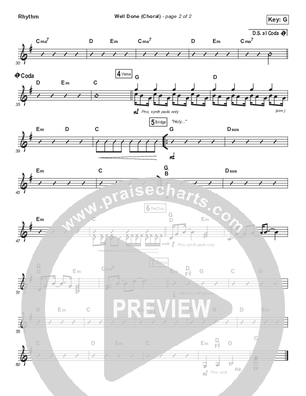 Well Done (Choral Anthem SATB) Rhythm Chart (The Afters / Arr. Luke Gambill)