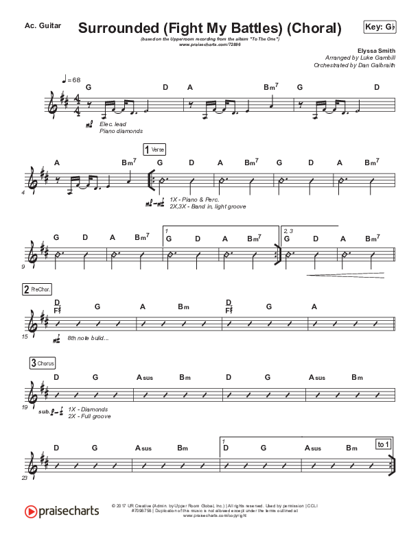 Surrounded (Fight My Battles) (Choral Anthem SATB) Acoustic Guitar (Elyssa Smith / UPPERROOM / Arr. Luke Gambill)