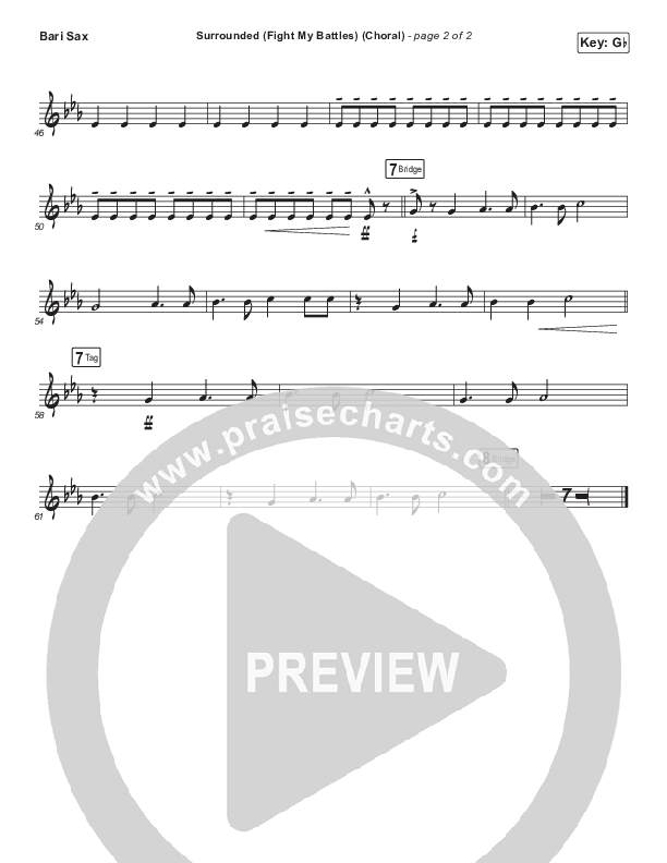 Surrounded (Fight My Battles) (Choral Anthem SATB) Bari Sax (Elyssa Smith / UPPERROOM / Arr. Luke Gambill)
