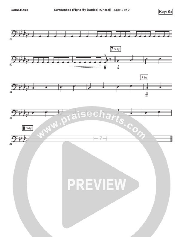 Surrounded (Fight My Battles) (Choral Anthem SATB) Cello/Bass (Elyssa Smith / UPPERROOM / Arr. Luke Gambill)