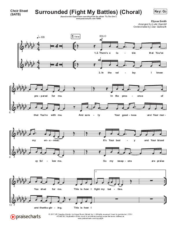 Surrounded (Fight My Battles) (Choral Anthem SATB) Choir Vocals (SATB) (Elyssa Smith / UPPERROOM / Arr. Luke Gambill)