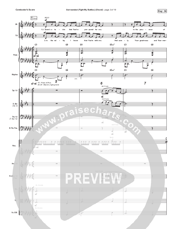 Surrounded (Fight My Battles) (Choral Anthem SATB) Conductor's Score (Elyssa Smith / UPPERROOM / Arr. Luke Gambill)