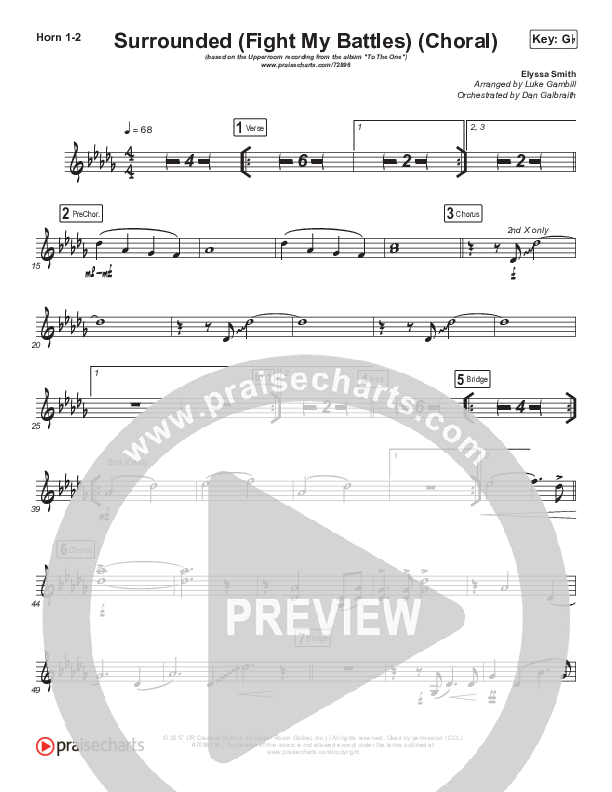 Surrounded (Fight My Battles) (Choral Anthem SATB) French Horn 1/2 (Elyssa Smith / UPPERROOM / Arr. Luke Gambill)