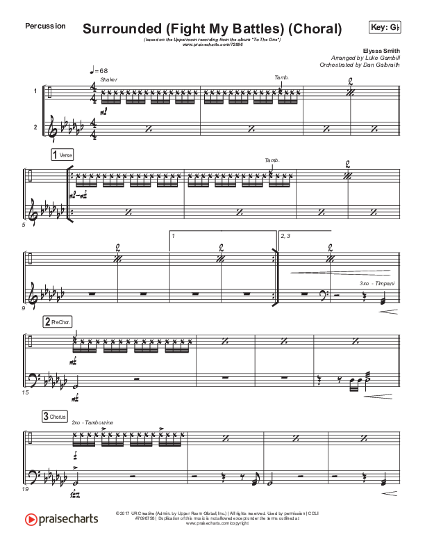 Surrounded (Fight My Battles) (Choral Anthem SATB) Percussion (Elyssa Smith / UPPERROOM / Arr. Luke Gambill)