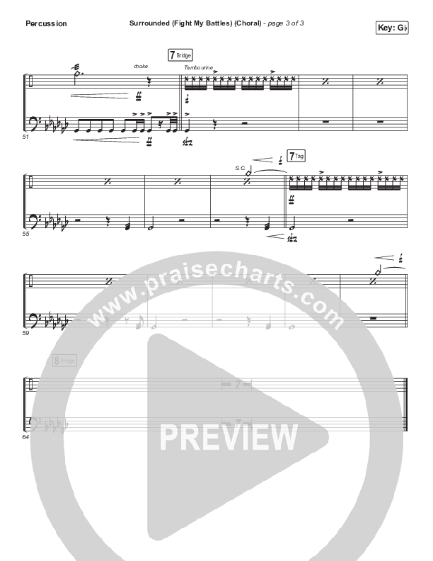 Surrounded (Fight My Battles) (Choral Anthem SATB) Percussion (Elyssa Smith / UPPERROOM / Arr. Luke Gambill)