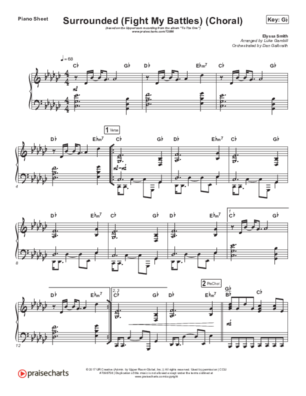 Surrounded (Fight My Battles) (Choral Anthem SATB) Piano Sheet (Elyssa Smith / UPPERROOM / Arr. Luke Gambill)