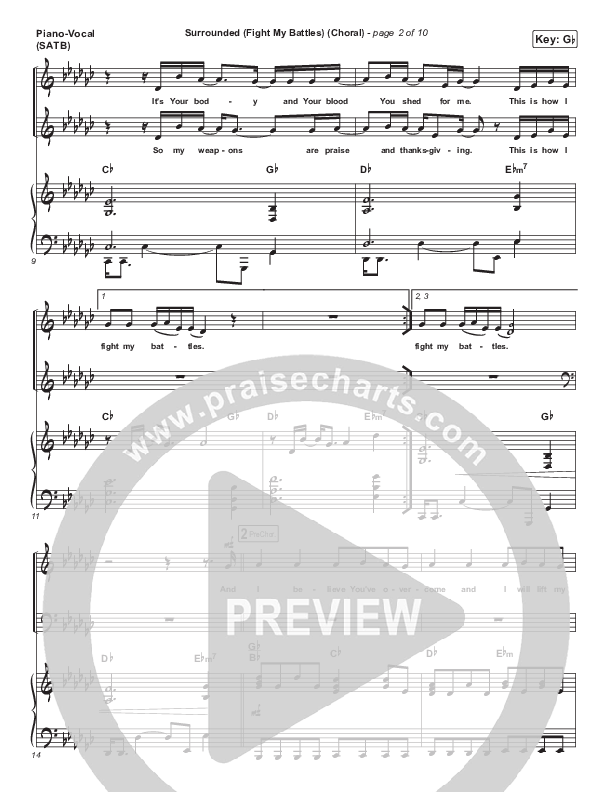 Surrounded (Fight My Battles) (Choral Anthem SATB) Piano/Vocal (SATB) (Elyssa Smith / UPPERROOM / Arr. Luke Gambill)