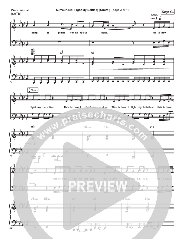 Surrounded (Fight My Battles) (Choral Anthem SATB) Piano/Vocal (SATB) (Elyssa Smith / UPPERROOM / Arr. Luke Gambill)