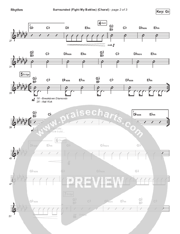 Surrounded (Fight My Battles) (Choral Anthem SATB) Rhythm Chart (Elyssa Smith / UPPERROOM / Arr. Luke Gambill)