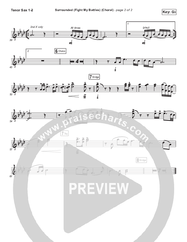 Surrounded (Fight My Battles) (Choral Anthem SATB) Tenor Sax 1/2 (Elyssa Smith / UPPERROOM / Arr. Luke Gambill)
