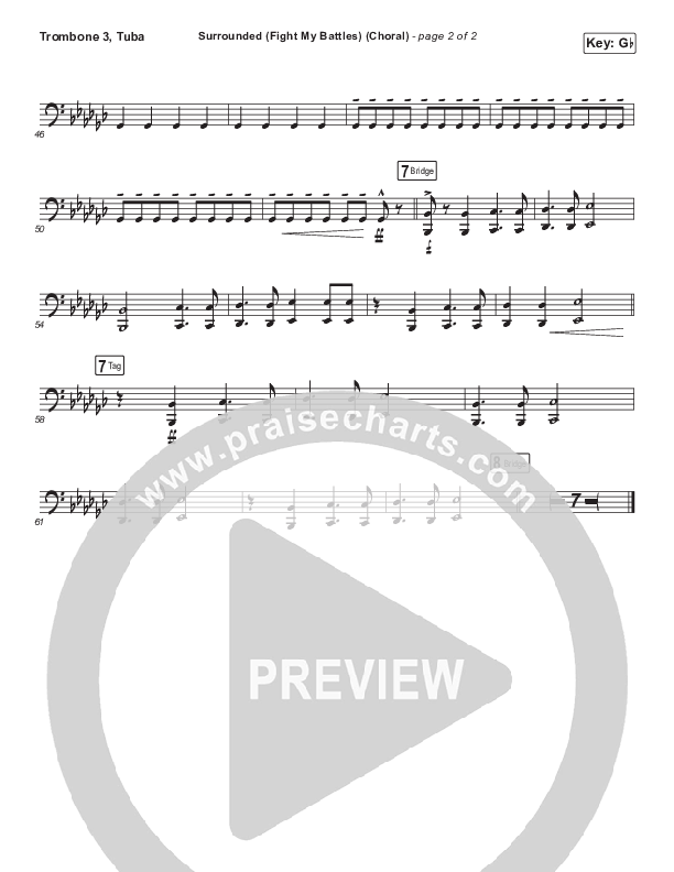 Surrounded (Fight My Battles) (Choral Anthem SATB) Trombone 3/Tuba (Elyssa Smith / UPPERROOM / Arr. Luke Gambill)