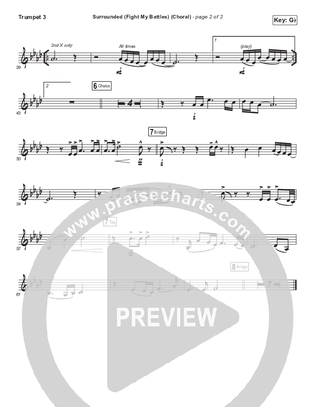 Surrounded (Fight My Battles) (Choral Anthem SATB) Trumpet 3 (Elyssa Smith / UPPERROOM / Arr. Luke Gambill)