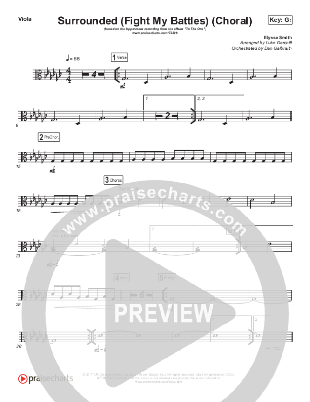Surrounded (Fight My Battles) (Choral Anthem SATB) Viola (Elyssa Smith / UPPERROOM / Arr. Luke Gambill)