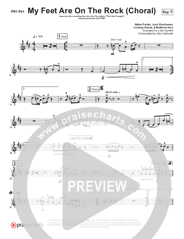 My Feet Are On The Rock (Choral Anthem SATB) Alto Sax (I Am They / Arr. Luke Gambill)