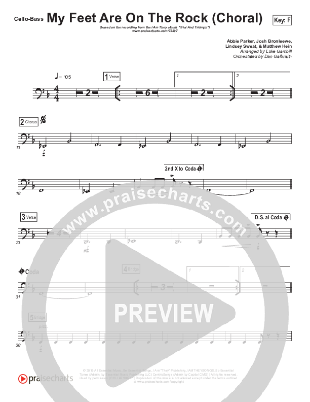 My Feet Are On The Rock (Choral Anthem SATB) Cello/Bass (I Am They / Arr. Luke Gambill)