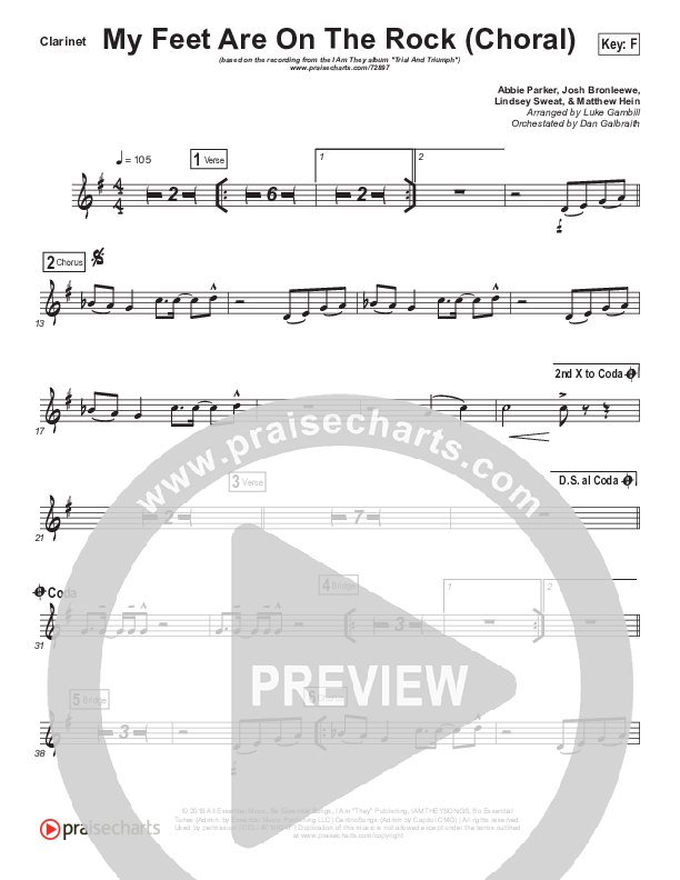 My Feet Are On The Rock (Choral Anthem SATB) Clarinet (I Am They / Arr. Luke Gambill)