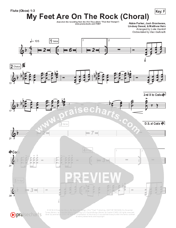 My Feet Are On The Rock (Choral Anthem SATB) Flute/Oboe 1/2/3 (I Am They / Arr. Luke Gambill)