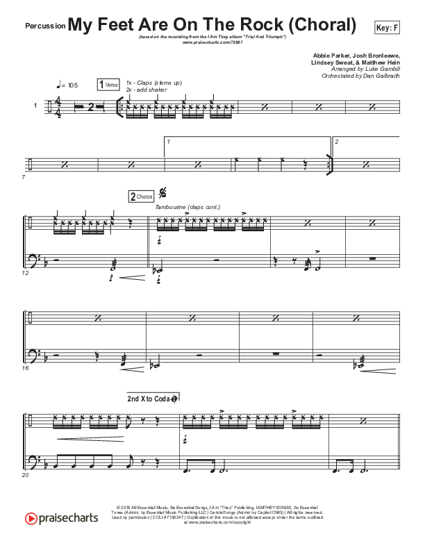 My Feet Are On The Rock (Choral Anthem SATB) Percussion (I Am They / Arr. Luke Gambill)