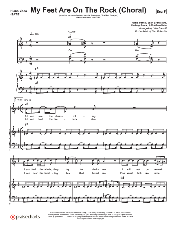 My Feet Are On The Rock (Choral Anthem SATB) Lead & Piano/Vocal (I Am They / Arr. Luke Gambill)