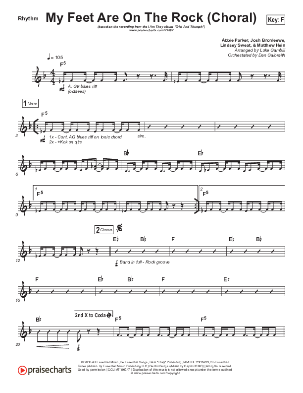 My Feet Are On The Rock (Choral Anthem SATB) Rhythm Chart (I Am They / Arr. Luke Gambill)