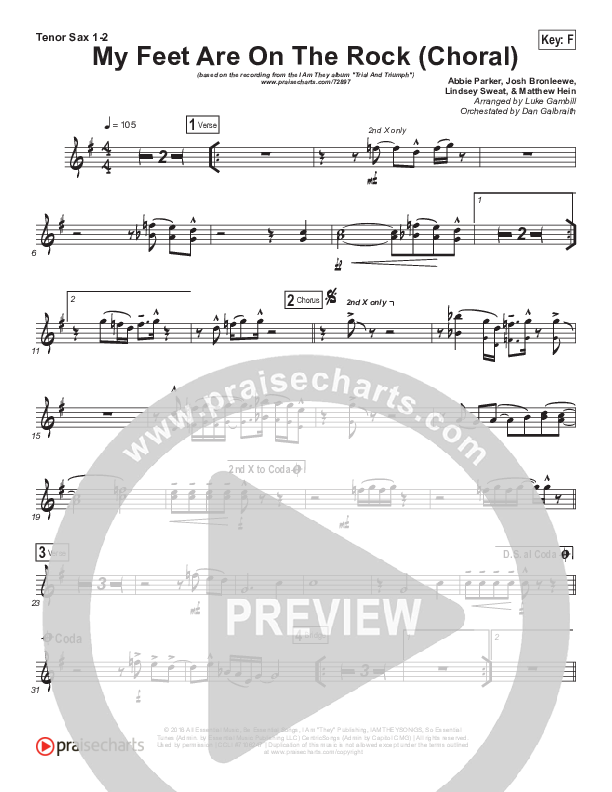 My Feet Are On The Rock (Choral Anthem SATB) Tenor Sax 1/2 (I Am They / Arr. Luke Gambill)