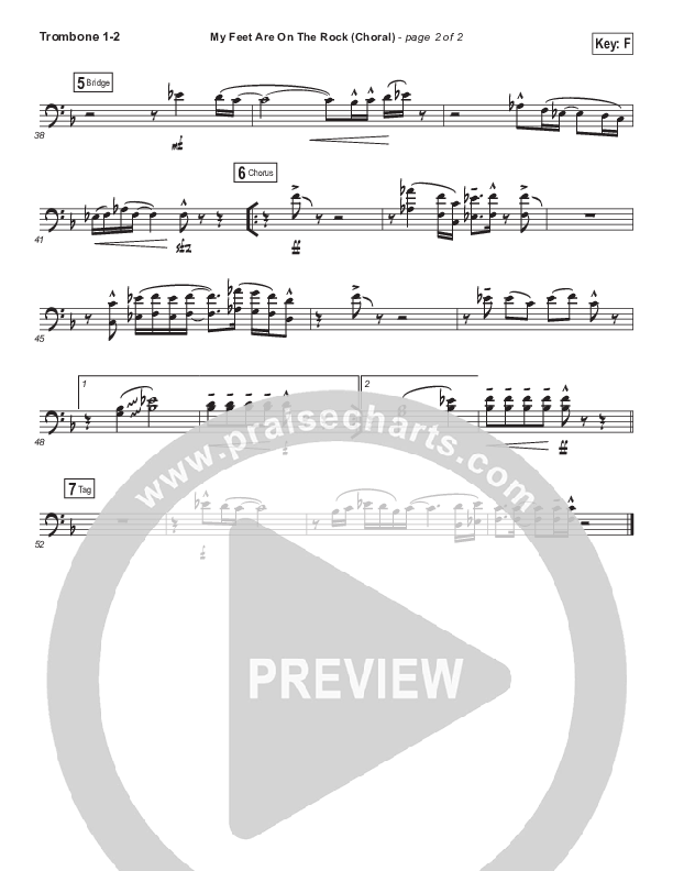 My Feet Are On The Rock (Choral Anthem SATB) Trombone 1/2 (I Am They / Arr. Luke Gambill)