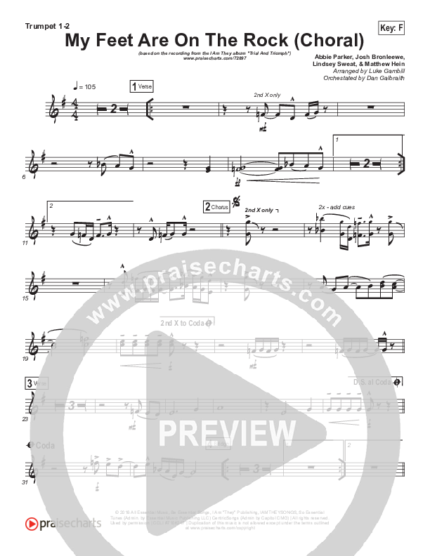 My Feet Are On The Rock (Choral Anthem SATB) Brass Pack (I Am They / Arr. Luke Gambill)