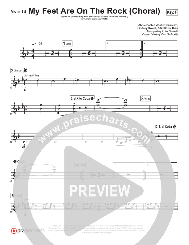 My Feet Are On The Rock (Choral Anthem SATB) String Pack (I Am They / Arr. Luke Gambill)