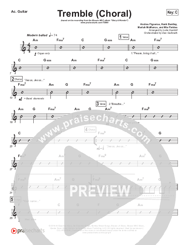 Tremble (Choral Anthem SATB) Rhythm Chart (Mosaic MSC / Arr. Luke Gambill)