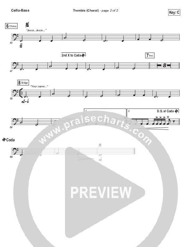 Tremble (Choral Anthem SATB) Cello/Bass (Mosaic MSC / Arr. Luke Gambill)