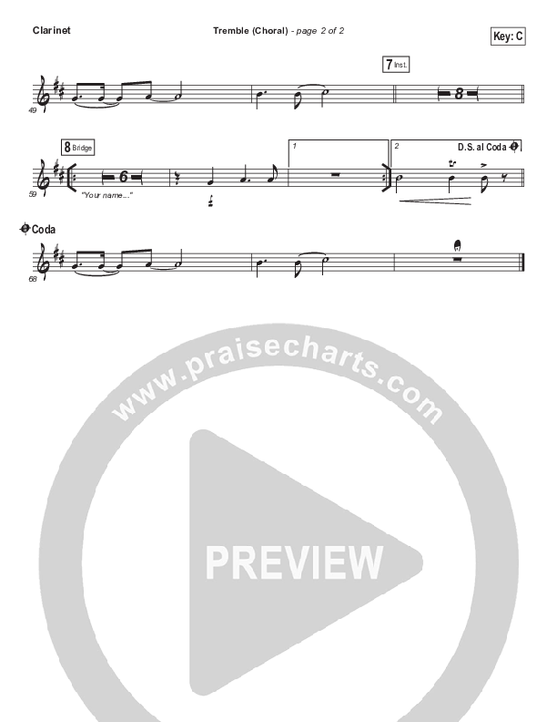 Tremble (Choral Anthem SATB) Clarinet (Mosaic MSC / Arr. Luke Gambill)