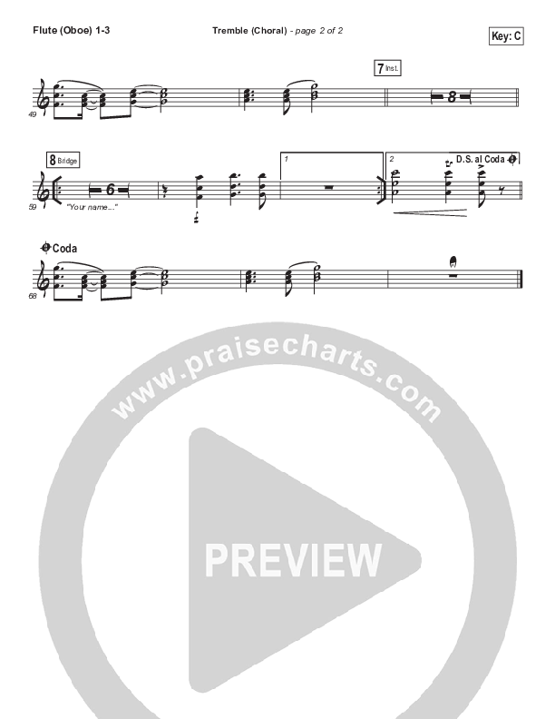 Tremble (Choral Anthem SATB) Flute/Oboe 1/2/3 (Mosaic MSC / Arr. Luke Gambill)