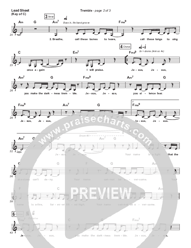 Tremble (Choral Anthem SATB) Lead Sheet (Melody) (Mosaic MSC / Arr. Luke Gambill)