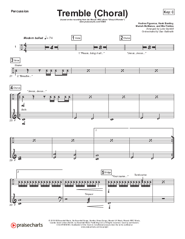 Tremble (Choral Anthem SATB) Percussion (Mosaic MSC / Arr. Luke Gambill)