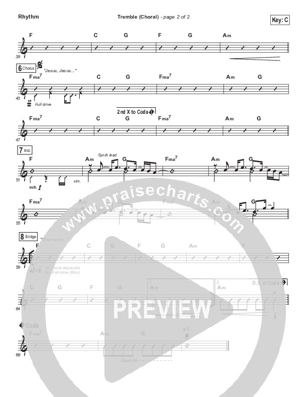 Tremble (Choral Anthem SATB) Rhythm Chart (Mosaic MSC / Arr. Luke Gambill)