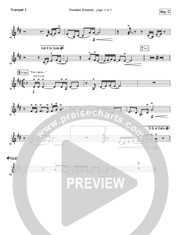 Tremble (Choral Anthem SATB) Trumpet 3 (Mosaic MSC / Arr. Luke Gambill)
