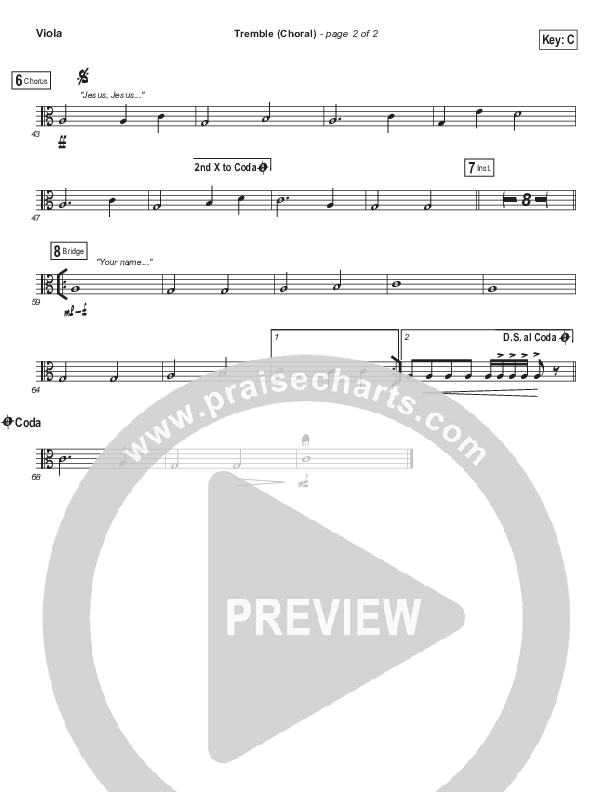 Tremble (Choral Anthem SATB) Viola (Mosaic MSC / Arr. Luke Gambill)