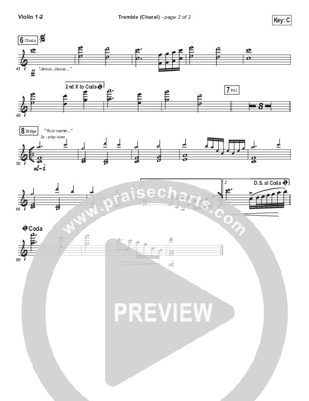 Tremble (Choral Anthem SATB) Violin 1/2 (Mosaic MSC / Arr. Luke Gambill)