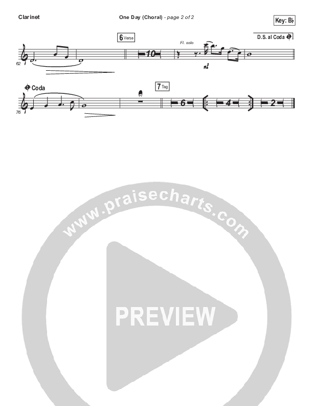 One Day (When We All Get To Heaven) (Choral Anthem SATB) Clarinet (Matt Redman / Arr. Luke Gambill)