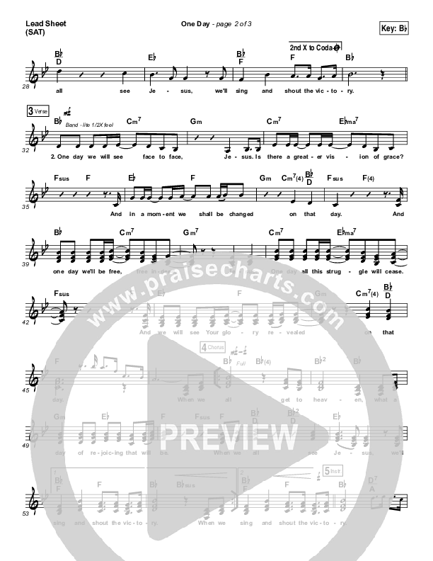 One Day (When We All Get To Heaven) (Choral Anthem SATB) Lead Sheet (SAT) (Matt Redman / Arr. Luke Gambill)