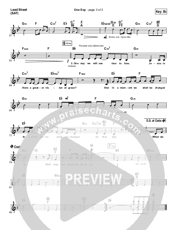One Day (When We All Get To Heaven) (Choral Anthem SATB) Lead Sheet (SAT) (Matt Redman / Arr. Luke Gambill)